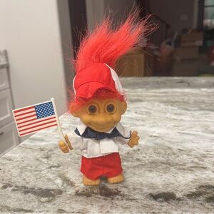 Vintage Russ Troll red, white, and blue with American Flag